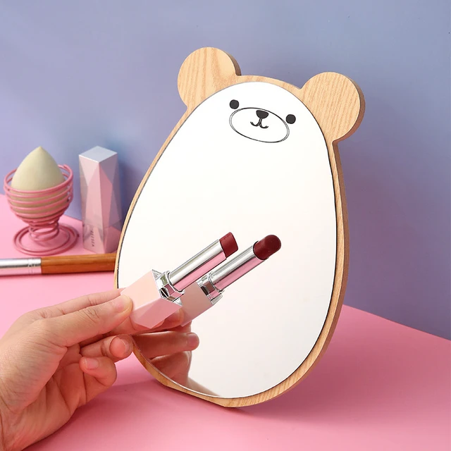 Miroir animaux jolis 4 styles, en forme d'ours lapin mignon, miroir de  maquillage de bureau en bois femmes filles étudiantes dortoir miroirs  cosmétiques - AliExpress