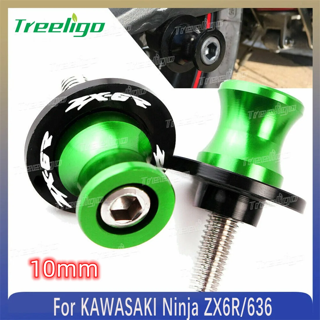 Treeligo 10MM Motorcycle Accessories Swingarm Spools Slider Stands Screws For KAWASAKI Ninja