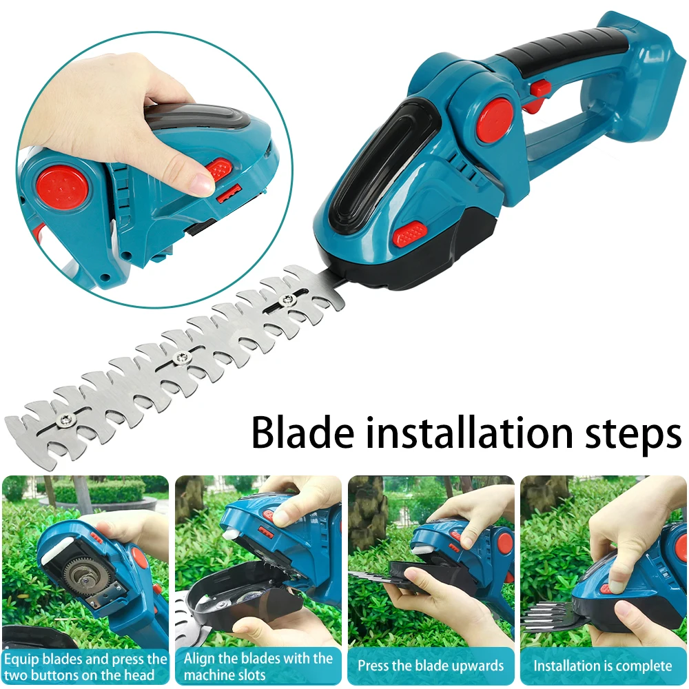2 IN 1 20000RPM Cordless Electric Hedge Trimmer 21V Handheld Rechargeable Household Shrub Weeding Pruning Lawn Mower Garden Tool