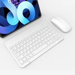 Wireless Bluetooth Keyboard and Mouse Combo - USB Rechargeable (WHITE)