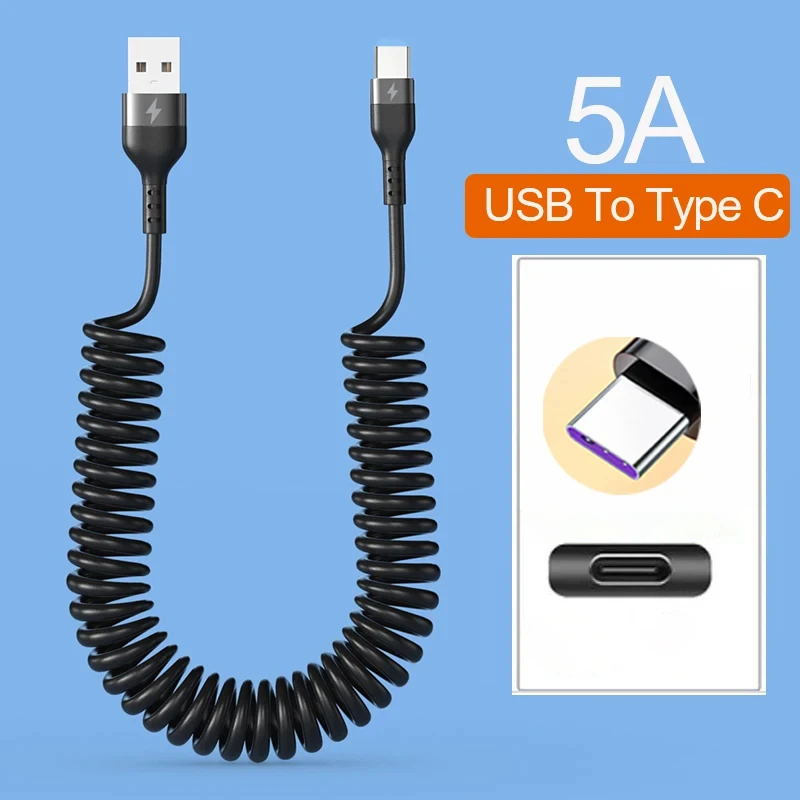 66W 5A USB Type C Spring Car Fast Charging Cable For Xiaomi Redmi Huawei Type C To Type C Data Cord For iPhone 15 Usb c Cable BEST SELLERS 66W 5A USB Type C Spring Car Fast Charging Cable For Xiaomi Redmi Huawei Type C To Type C Data Cord For iPhone 15 Usb c Cable BEST SELLERS