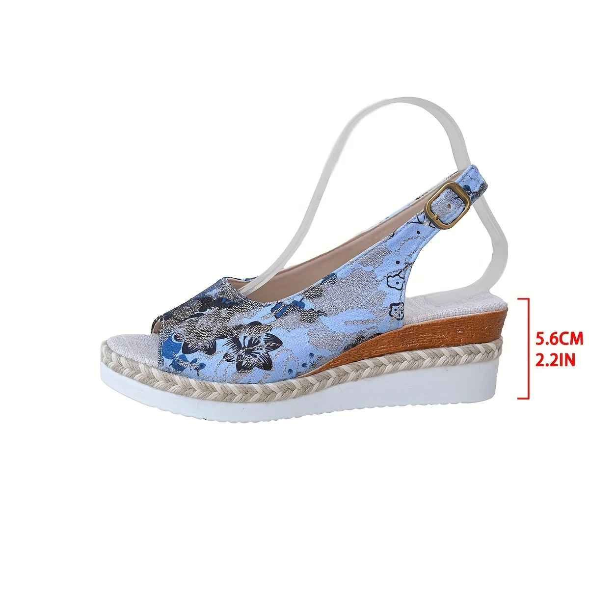 Wedge Flat Sandals Women Summer Slingbacks Peep Toe Platform Shoes for Women Light Non-slip Comfort Fabric Cushion Beach Sandals