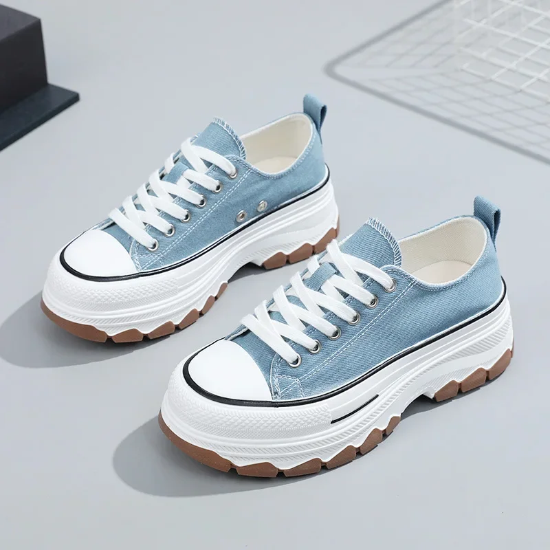 New Fashion Women Spring and Summer Korean Style Increased Thick Bottom Canvas Shoes Classic Canvas Shoes