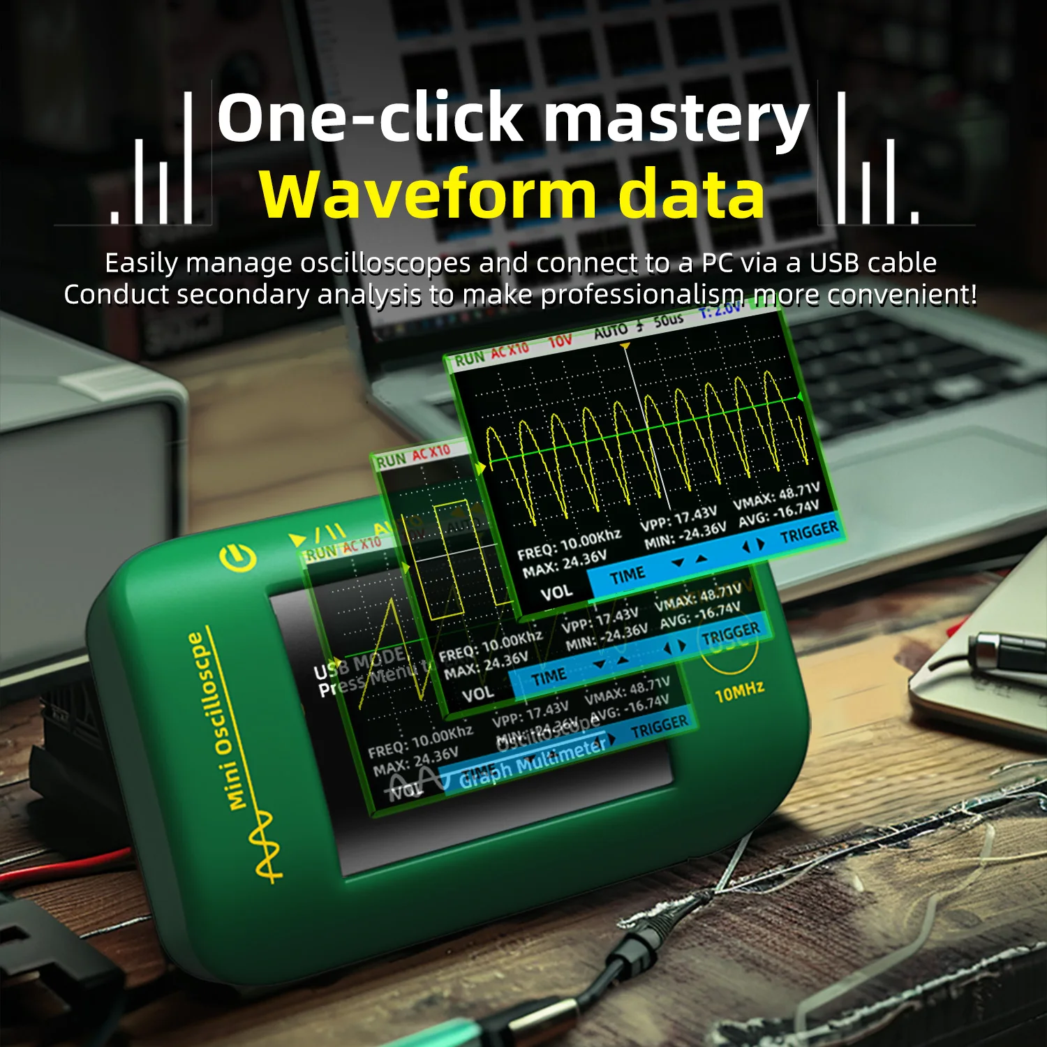 BSIDE Mini Handheld Digital Oscilloscopes 48MS/s Sampling Rate 10MHz Analog Bandwidth Support Firmware Upgrade Waveform Storage digital oscilloscope