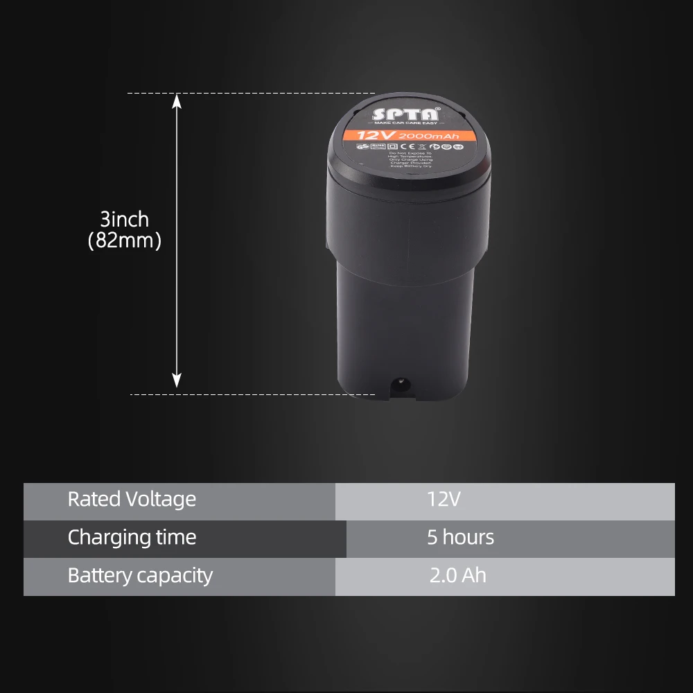 SPTA Original 12V 2000mAh Lithium ion Rechargeable Battery For SPTA 12V Cordless Buffer Polisher 8mm DA Polisher SPTA-LD601