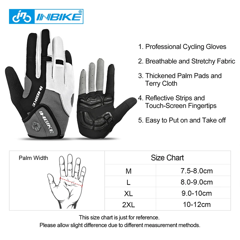 INBIKE Cycling Riding Gloves Full Finger with Gel Padded Road Bike Gloves for Men Women MTB Bicycle Gloves Man Bike Accesssories 6
