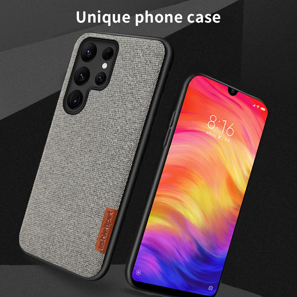 Fabric Canvas Phone Case for Samsung Galaxy S23 S22 Ultra S21 Plus S20 FE A54 5G 360 Full Protective Back Cover