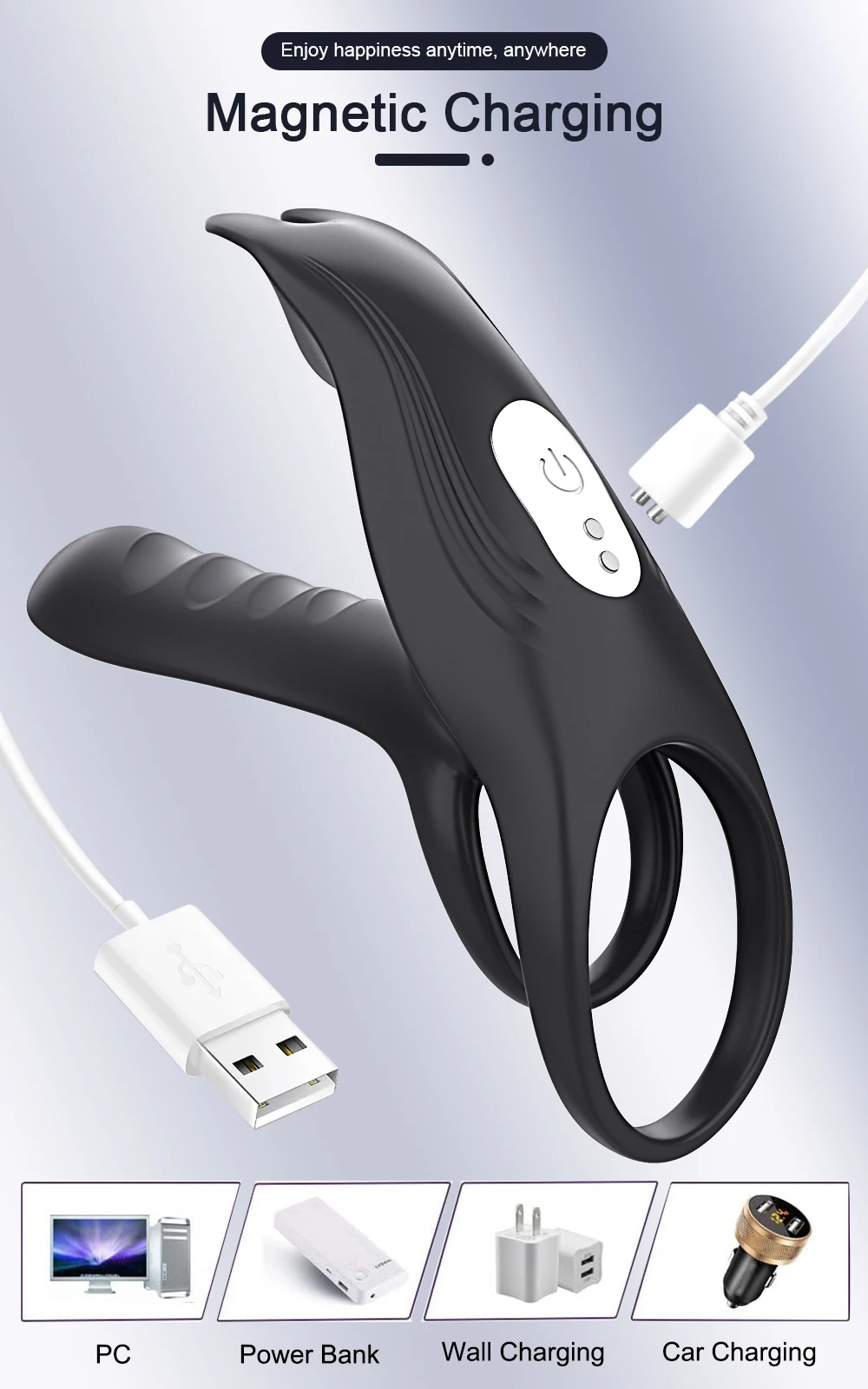 HeartCaptor Silicone Couples Vibrating Ring Dual Motor Clitoral G-Spot Stimulator - Details 19