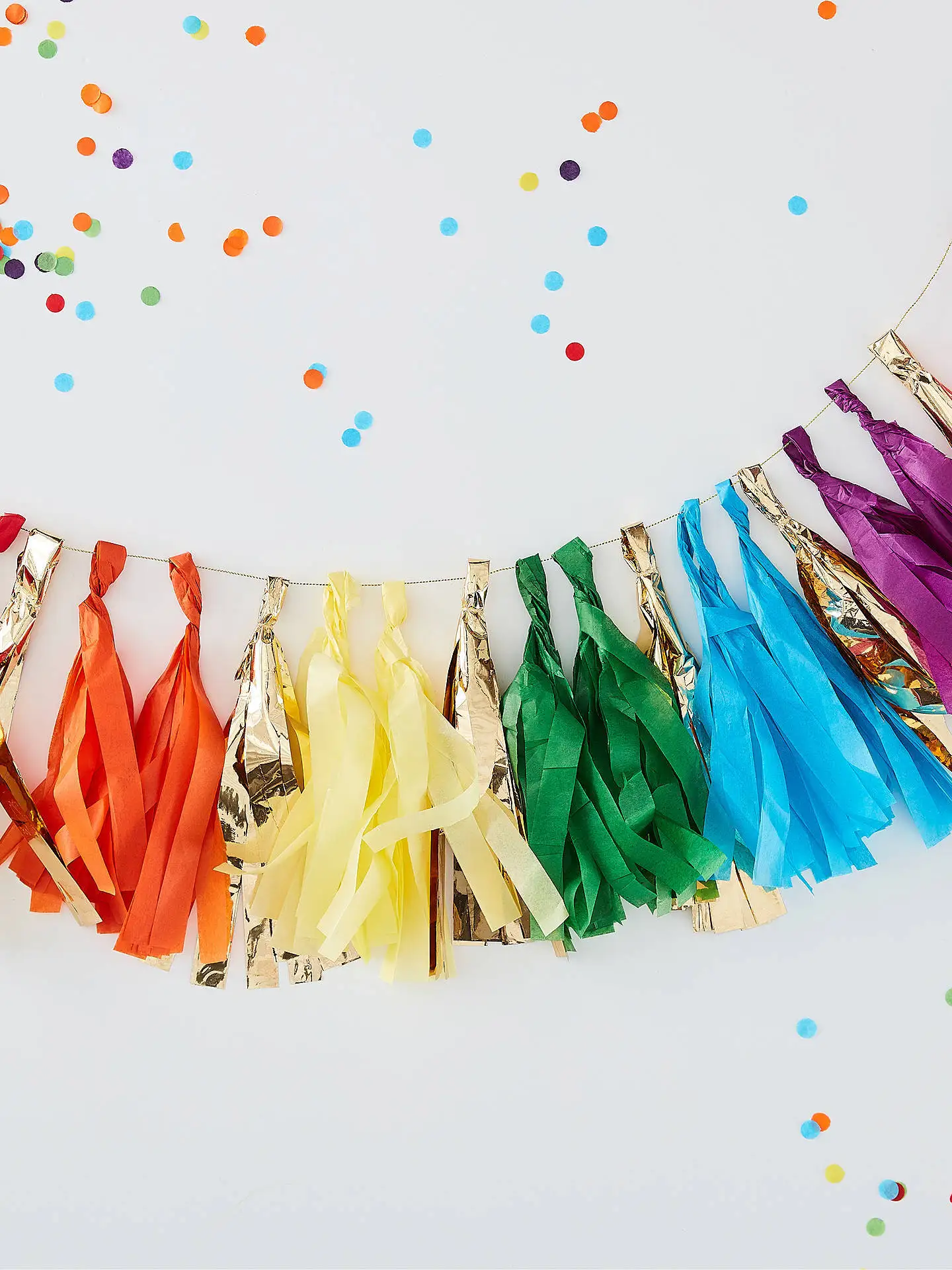 Rose Gold Iridescent DIY Tissue Paper Tassel Garland Set - Party Decoration Supplies