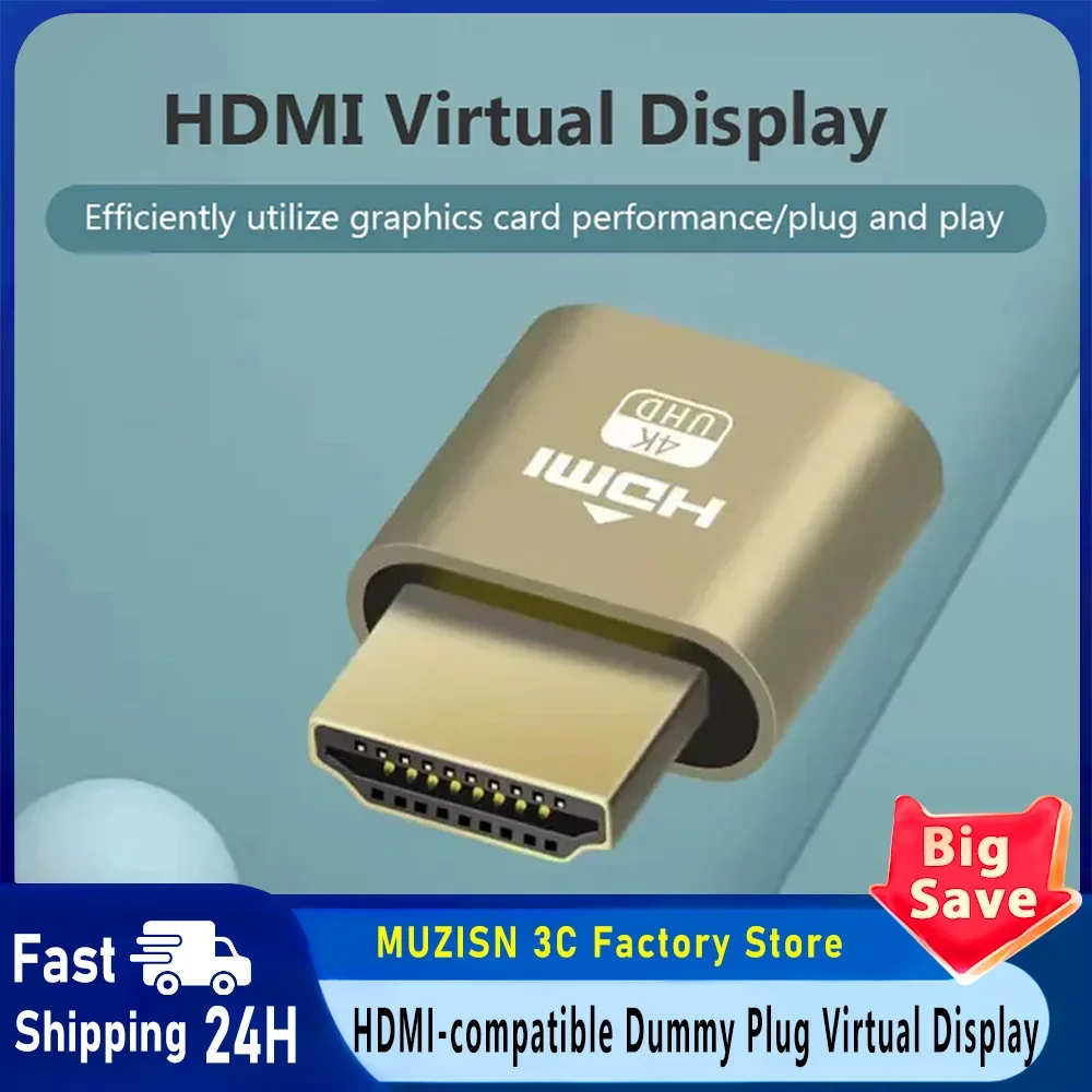 HDMI 호환 더미 플러그 가상 디스플레이 헤드리스 고스트 디스플레이 에뮬레이터 비트코인 ​​마이닝용 4K DDC EDID 더미 에뮬레이터 어댑터