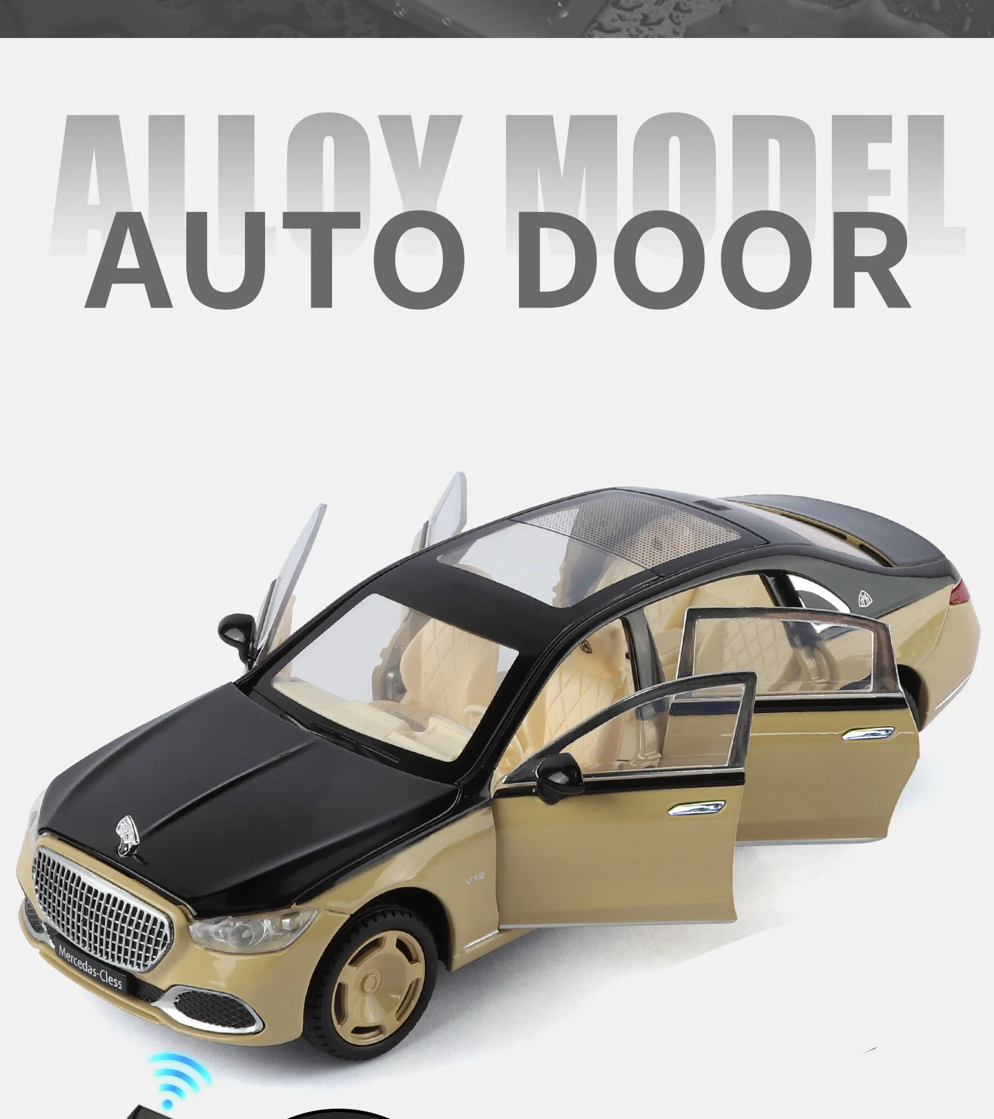 1:24 Maybach S680 Schlüsselgesteuertes Modellauto aus Legierung, Spielzeugauto aus Metallguss mit Sound und Licht, Rückziehauto für Kinder – Detail 10