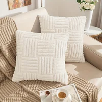 Boho Stripe Geometry Home Decorative Throw Pillow Covers, Soft Plush Couch Pillow Covers, Farmhouse Cushion Covers, 18inx18in 3