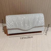 Glitter Ladies Silver Clutch Bag Envelope Evening Bag Fashion Elegant Long Purse Women Chain Shoulder Bags Wedding Party Handbag - Image 6