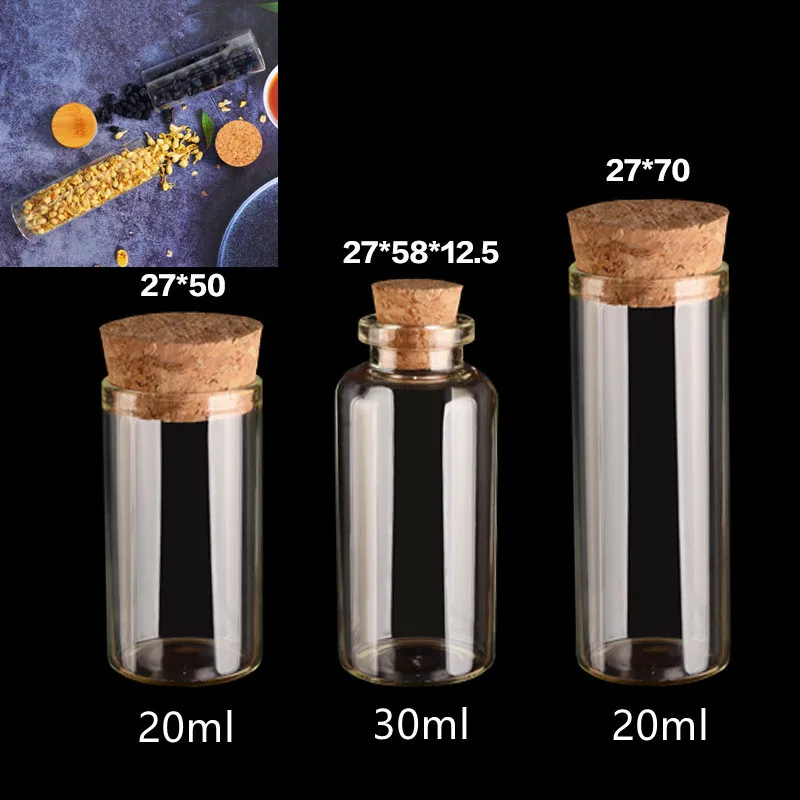 30X 20/30ml Test Tubes Glass bottle With Cork Lids Potion Bottles Glass Jars Glass Spice Jars Glass Wedding Wishing Bottles Jars 4