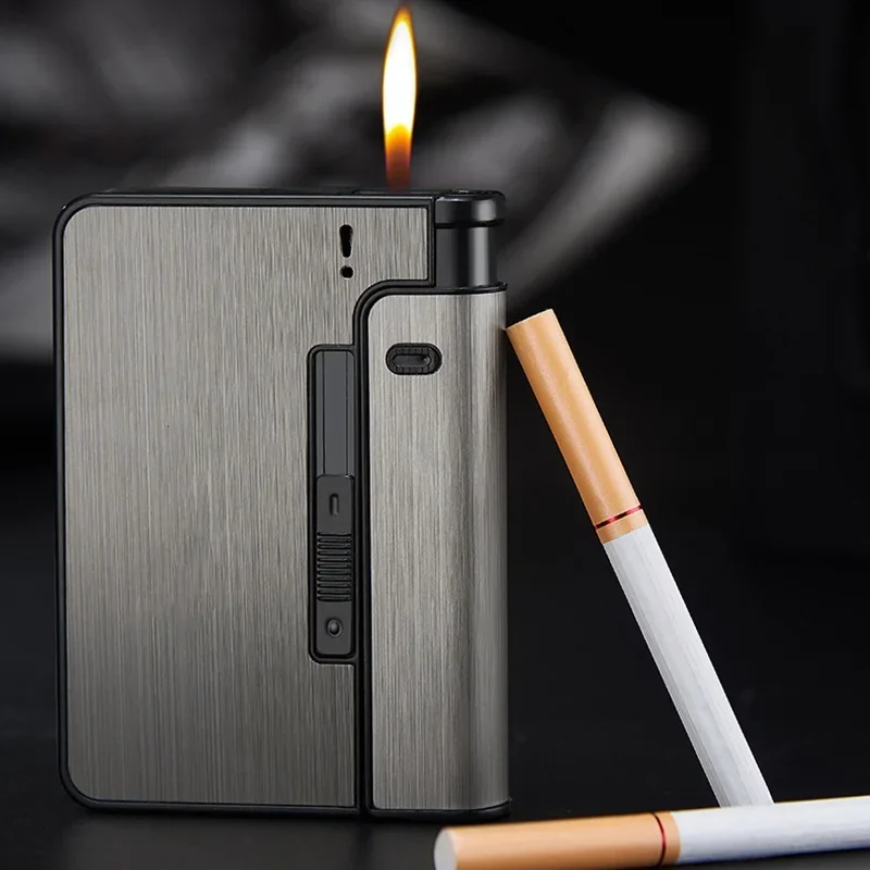 Portable Automatic Cigarette Case Metal Holder for Men