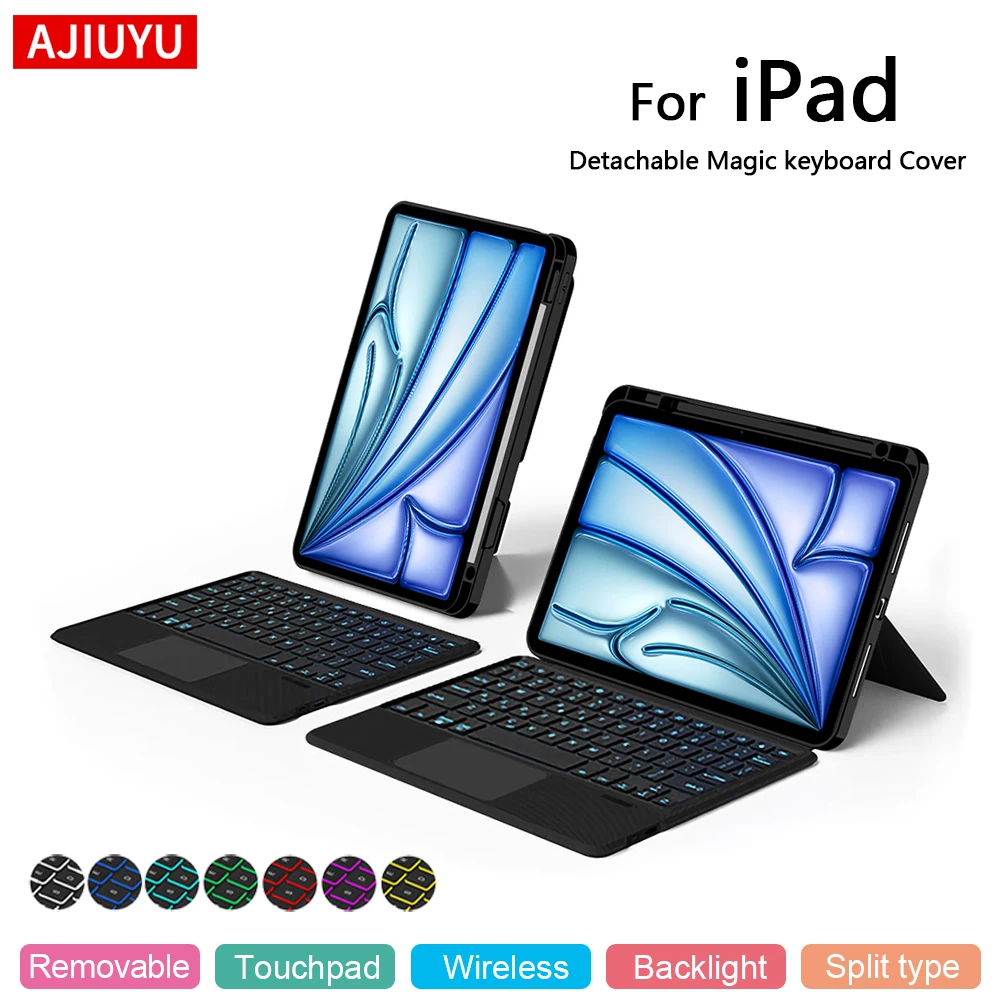 AJIUYU Multi-Language Backlit Keyboard Case with TouchPad