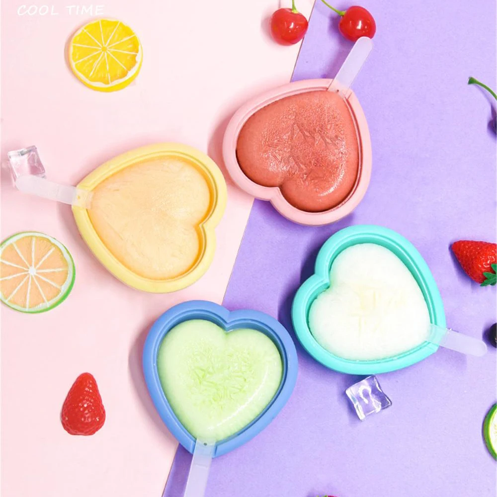 

Ice Cream Popsicle Mold Quick- Ice Tray With Sticks Cake Mold Kitchen Accessories Ice Chocolate Heart-shaped