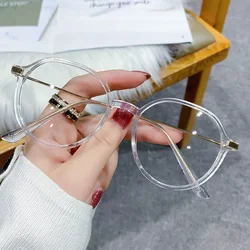 Stylish Unisex Round Frame Anti - Blue Light Reading Glasses - 4.00 (Transparent)