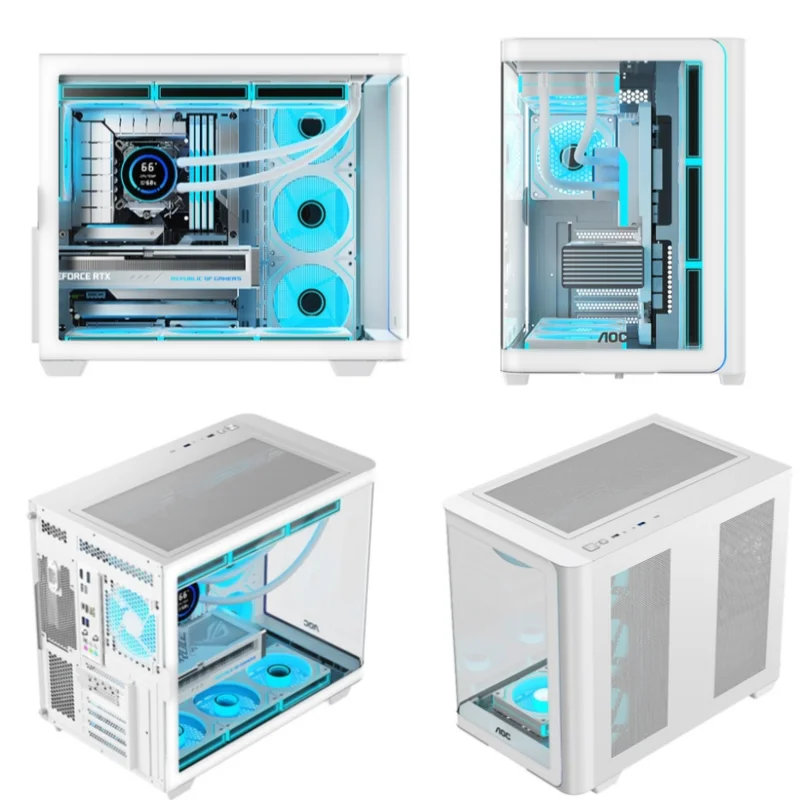 AOC CG455 Black ATX Desktop PC Case Computer Seaview Room Case Integrated Curved Glass Support 10 Fan Position 360 Water Cooling pc case pc chassis computer chassis frame