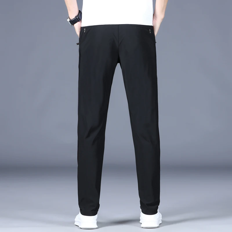 Summer Thin Men's Casual Pants Solid Color Classic High Elastic Straight Soft Casual Fashionable Non-iron Long Trousers Male 6