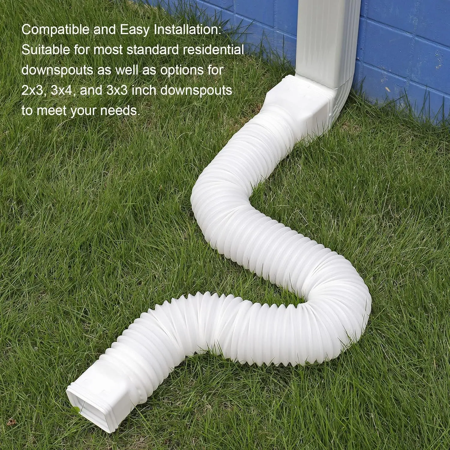 White-2pack Rain Gutter Downspout Extensions Flexible Drain Downspout Extender Down Spout Drain Extender Gutter Connector