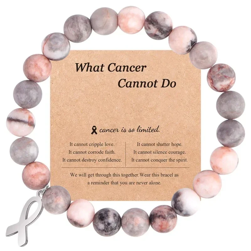 Breast Cancer Awareness Natural Stones Crystal Bracelet Message Card Jewelry fashion bracelet fashion jewelry