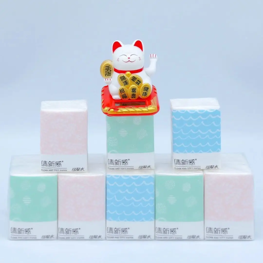 Handkerchief Tissue 10 Packs Small Bag 3-Layer Paper Napkin Facial Tissue Fragrance-Free Portable Mini Hand Towel Paper