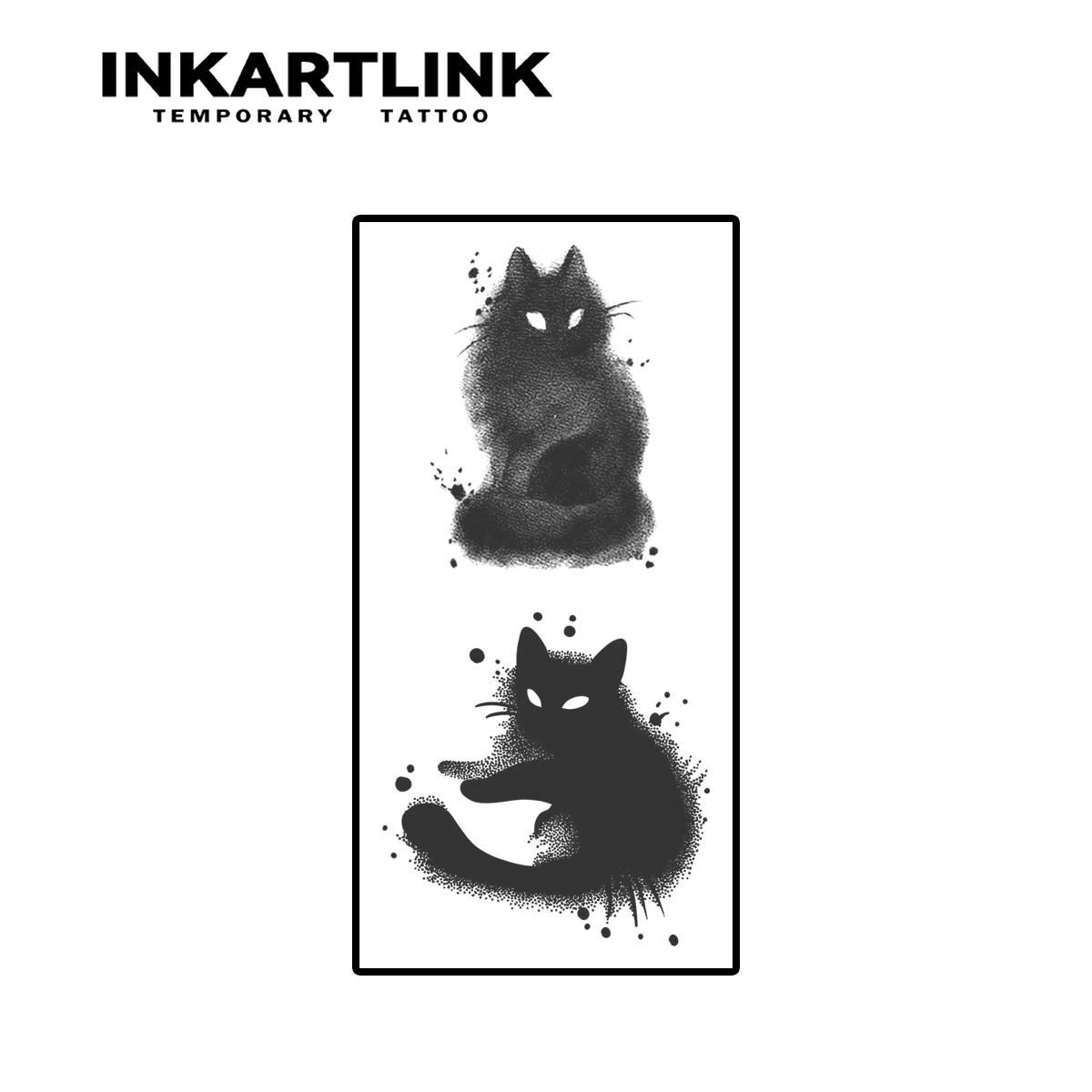 Dark themed kitten Temporary Tattoo,Lasts To 15 Days New Technology Magic Waterproof Semi Permanent Sticker. 3