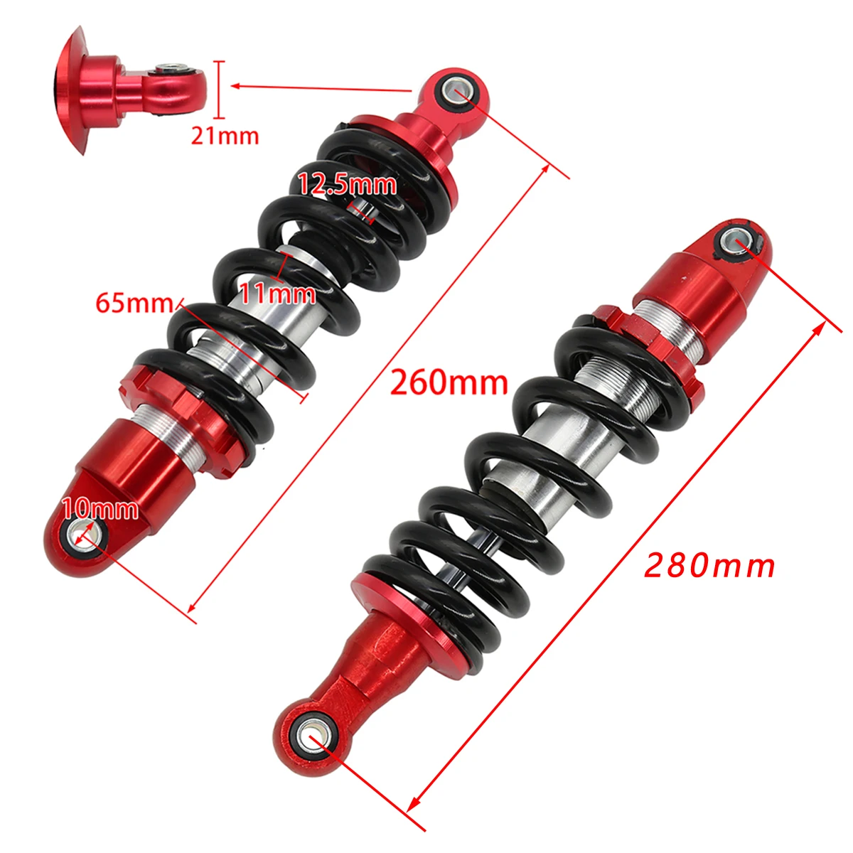 

260mm 280mm 980lbs Universal Spring Rear Shock Absorber Suspension Adjustable Damping For ATV Quad Dirt Pit Pro Bike