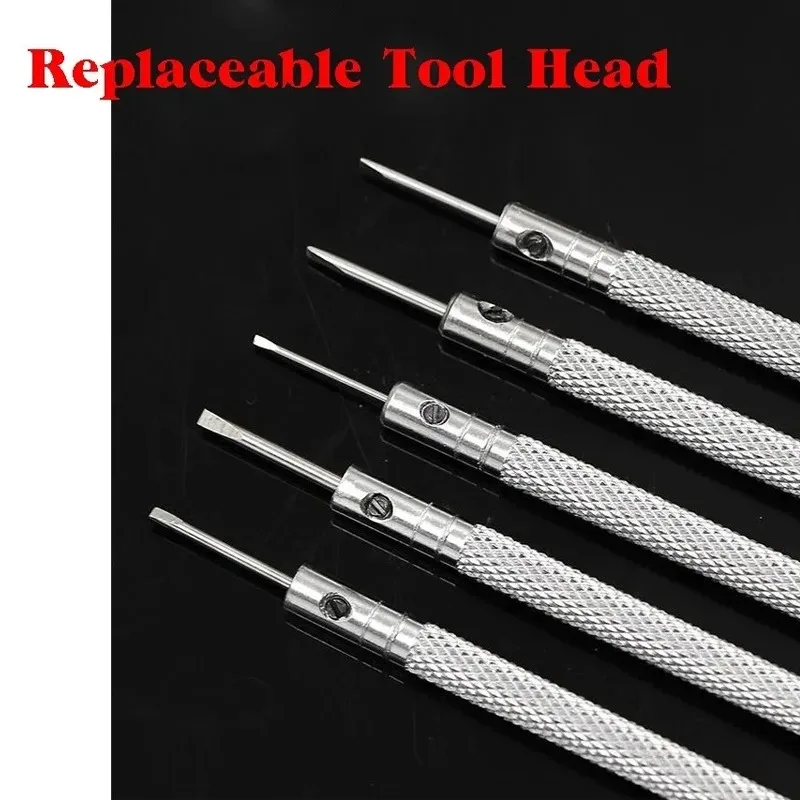 9PCS 0.8-2.0mm 스크루 드라이버 키트 교체 시계 제조 업체 스크루 드라이버 회전베이스와 철강 스크루 드라이버 시계 수리 도구 제거