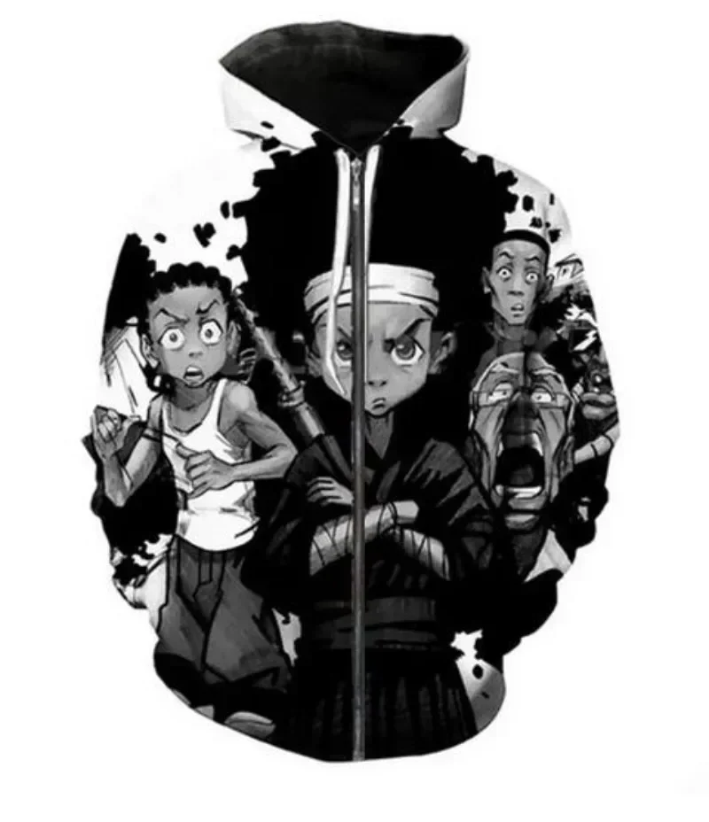 New Men/Womens boondocks Funny 3D Print Fashion Tracksuits Crewneck Couple hoodie Joggers Pants + Zipper Hoodies 3