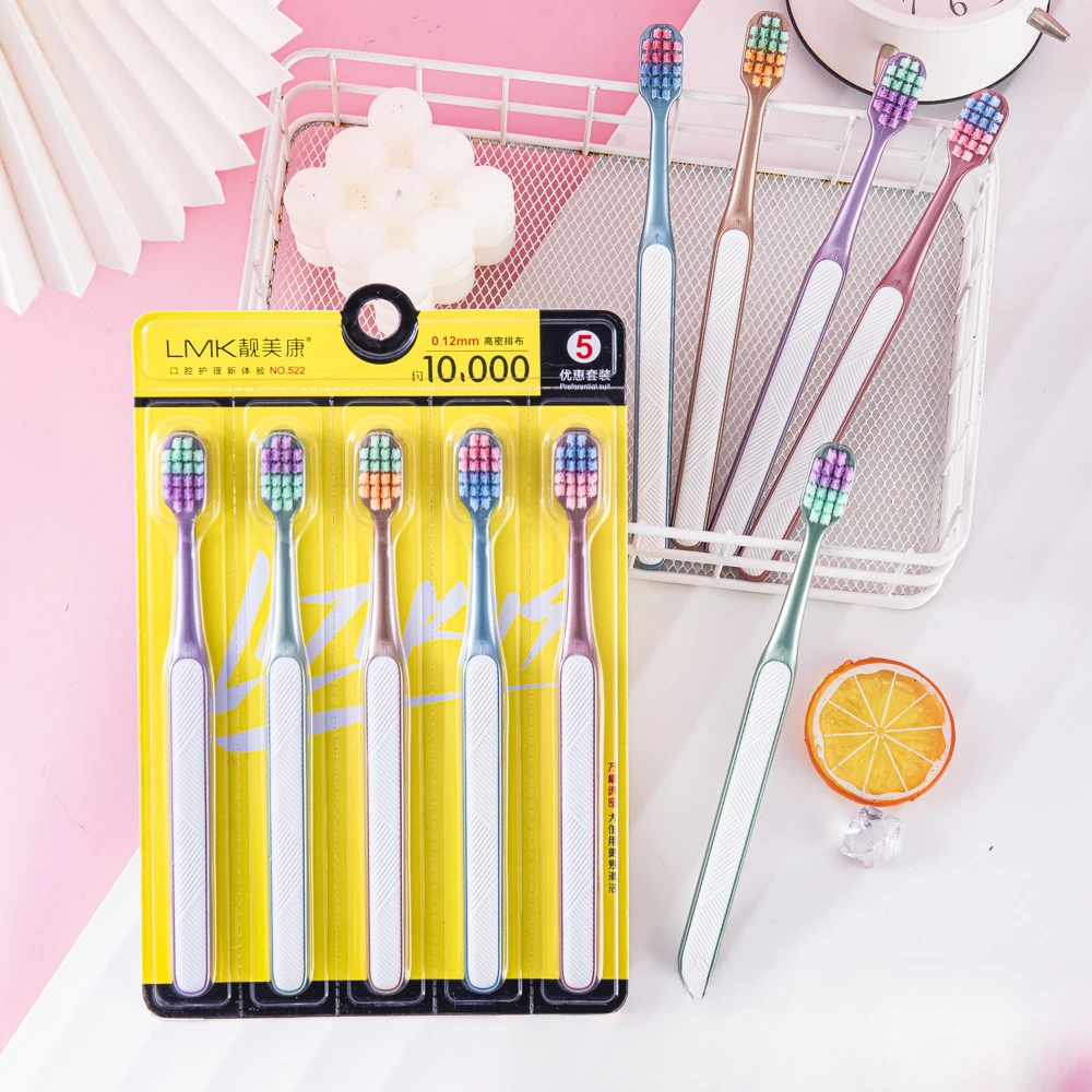 

5PCS Family Set Toothbrush Soft Bristles Premium Toothbrush 10,000 Bristles Super Soft Bamboo Charcoal Nano Toothbrush Oral Care