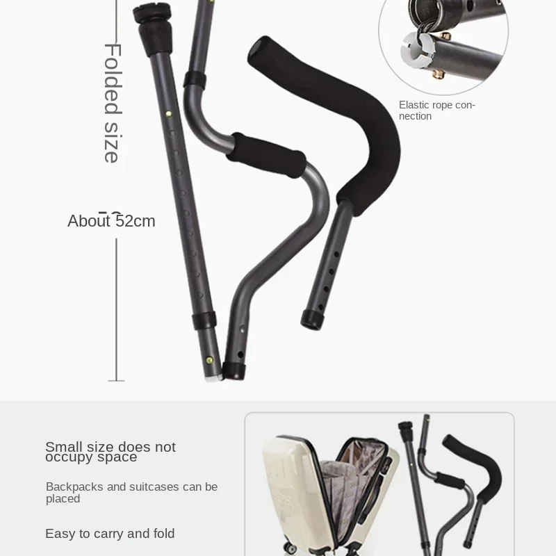 Premium F-Type Dual Underarm Crutches, Foldable & Non-Slip, Adjustable Mobility Aid,   Ergonomic Walking Support 3