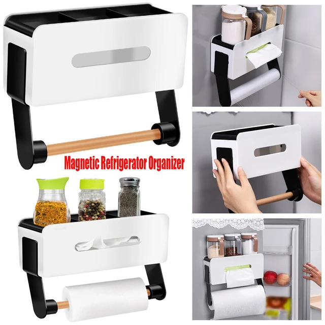 Magnetic Paper Towel Holder Wall Mounted Kitchen Fridge Adjustable Towel  Paper Roll Racks Plastic Toilet Paper Storage Shelves - AliExpress