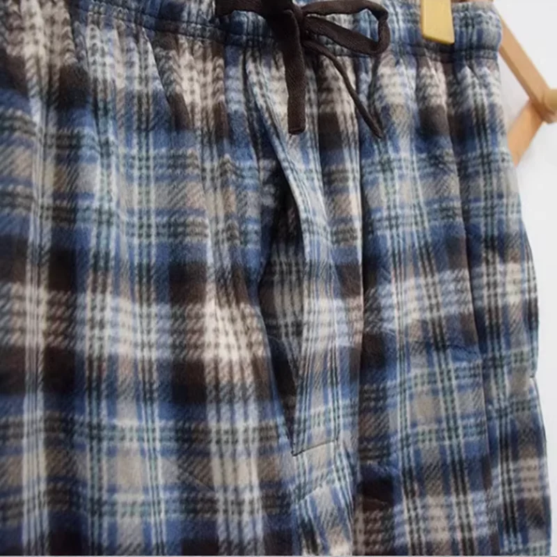 Men's Lounge Wear Pajama Pants Fleece Casual Plaid Spring Sleeping Bottoms Trousers