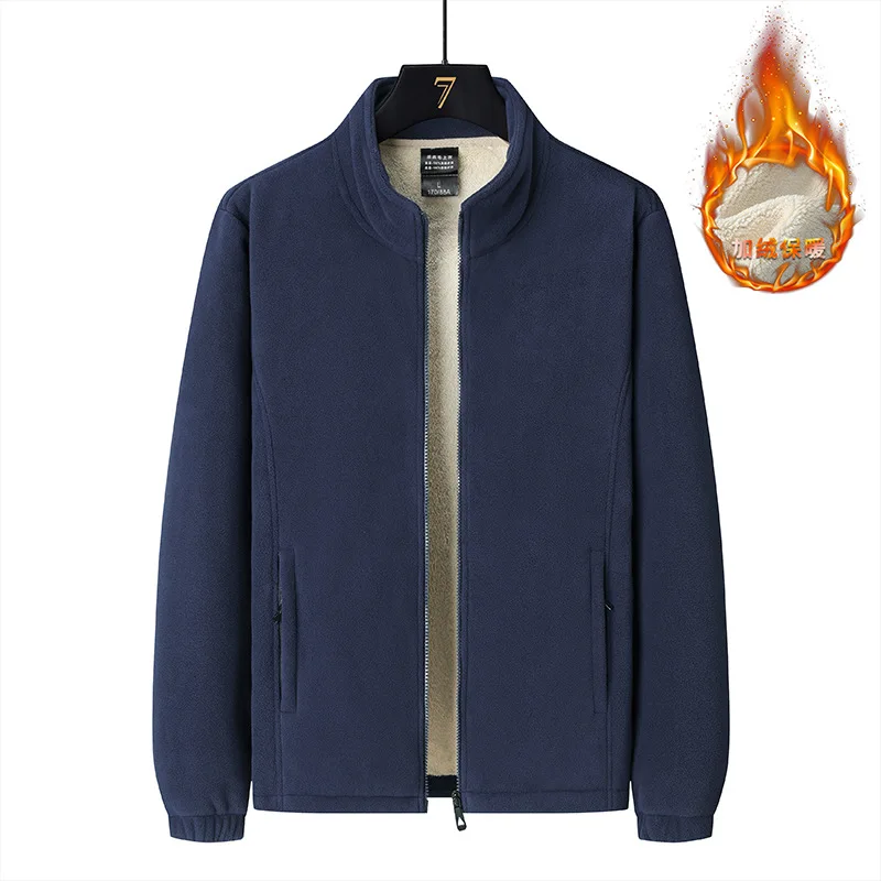 

Sweater Men's Autumn and Winter Fleece Cardigan Stand Collar Coat Polar Fleece Casual Thickening Warm Fleece Sweater sweatshirt