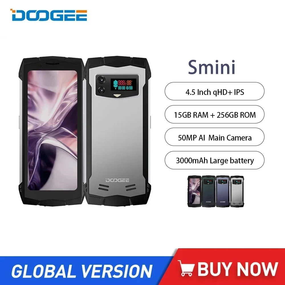 

DOOGEE Smini Rugged 4G Smartphones 4.5Inch Display Octa Core 8GB+256GB 50MP Camera 3000mAh 18W Fast Charging Mini Cell Phone NFC