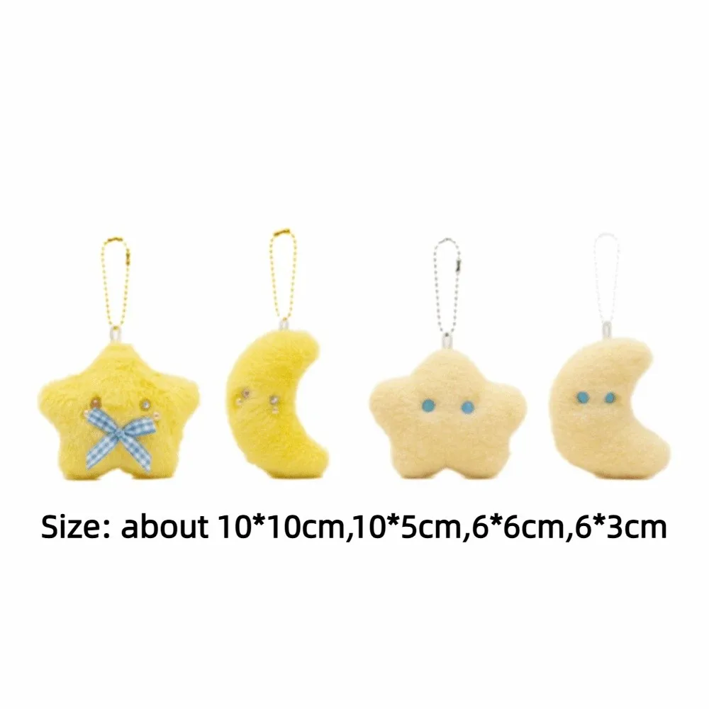Kawaii Cute Moon Stars Fluffy Soft Star Key Chain Couple Keychain Bag Pendant Charms Bag Accessories