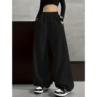 Solid Color Comfortable Wide Leg Pants with Elastic Waist Pocket, Casual Loose Fit for Autumn and Winter - Image 3