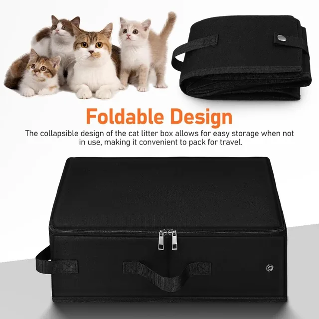 Foldable Fabric Cat Trash Bin Cat Litter Box Cat Toilet Portable Foldable Cat Toilet Car Camping Cat Toilet 4