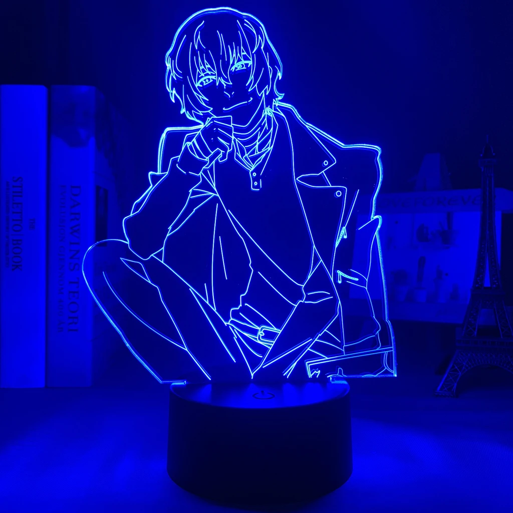 3d Table Lamp Anime Bungo Stray Dogs Dazai for Kids Bedroom Decoration Nightlight Birthday Gift Room Decor Led Night Light Manga red night light