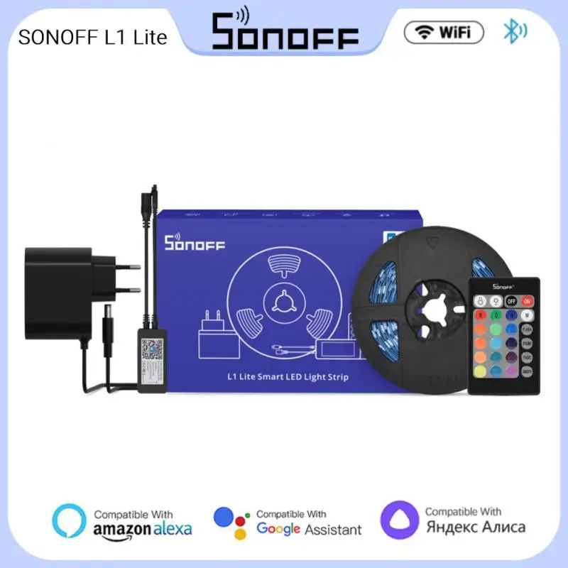 

SONOFF L1 Lite Wifi Smart Strip LED Light 5M Dimmable EU/US Flexible RGB Strip Lights APP Remote Control With Alexa Google Home