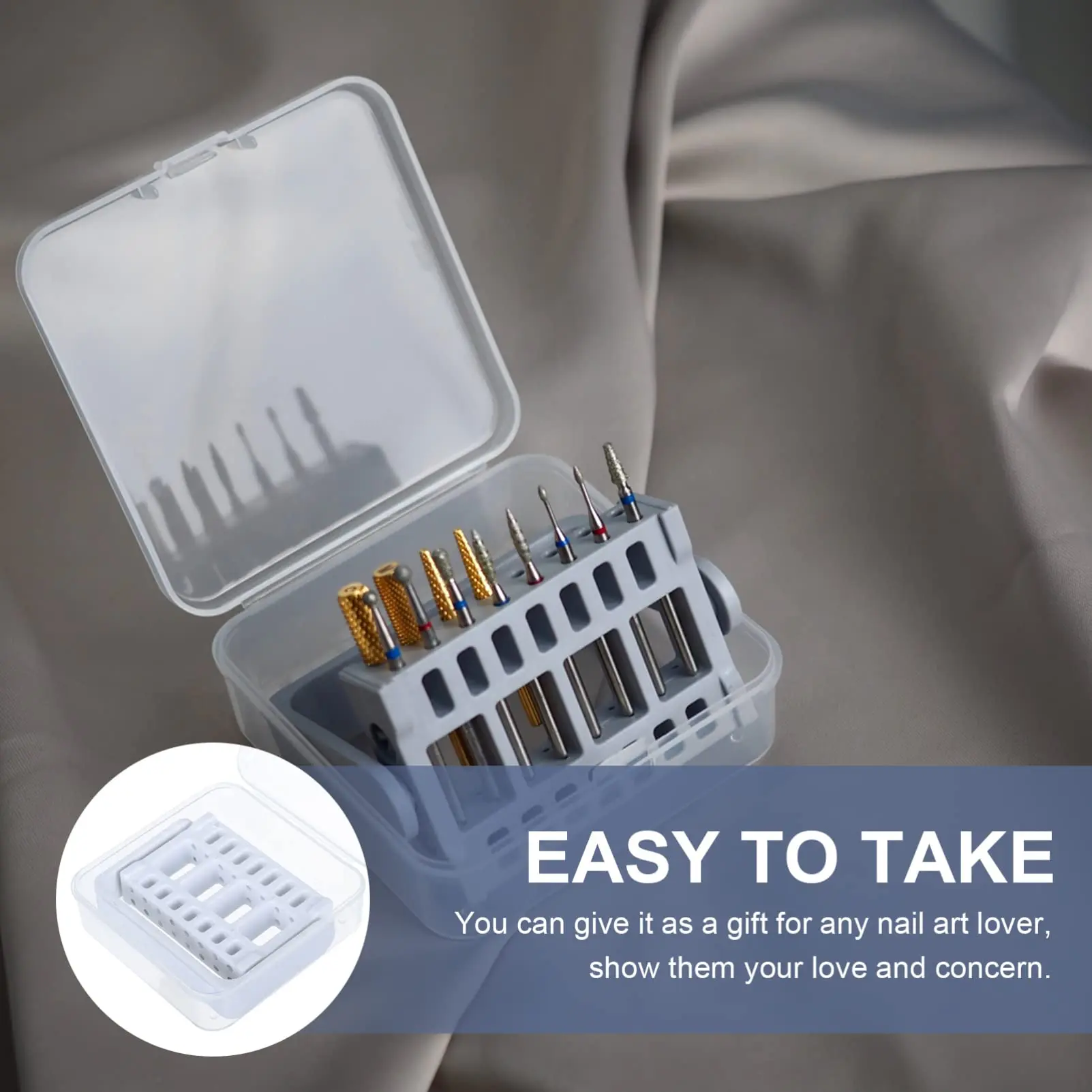 Nail Drill Bits Holder With Cover Drill Bit Case Display Stand Dust