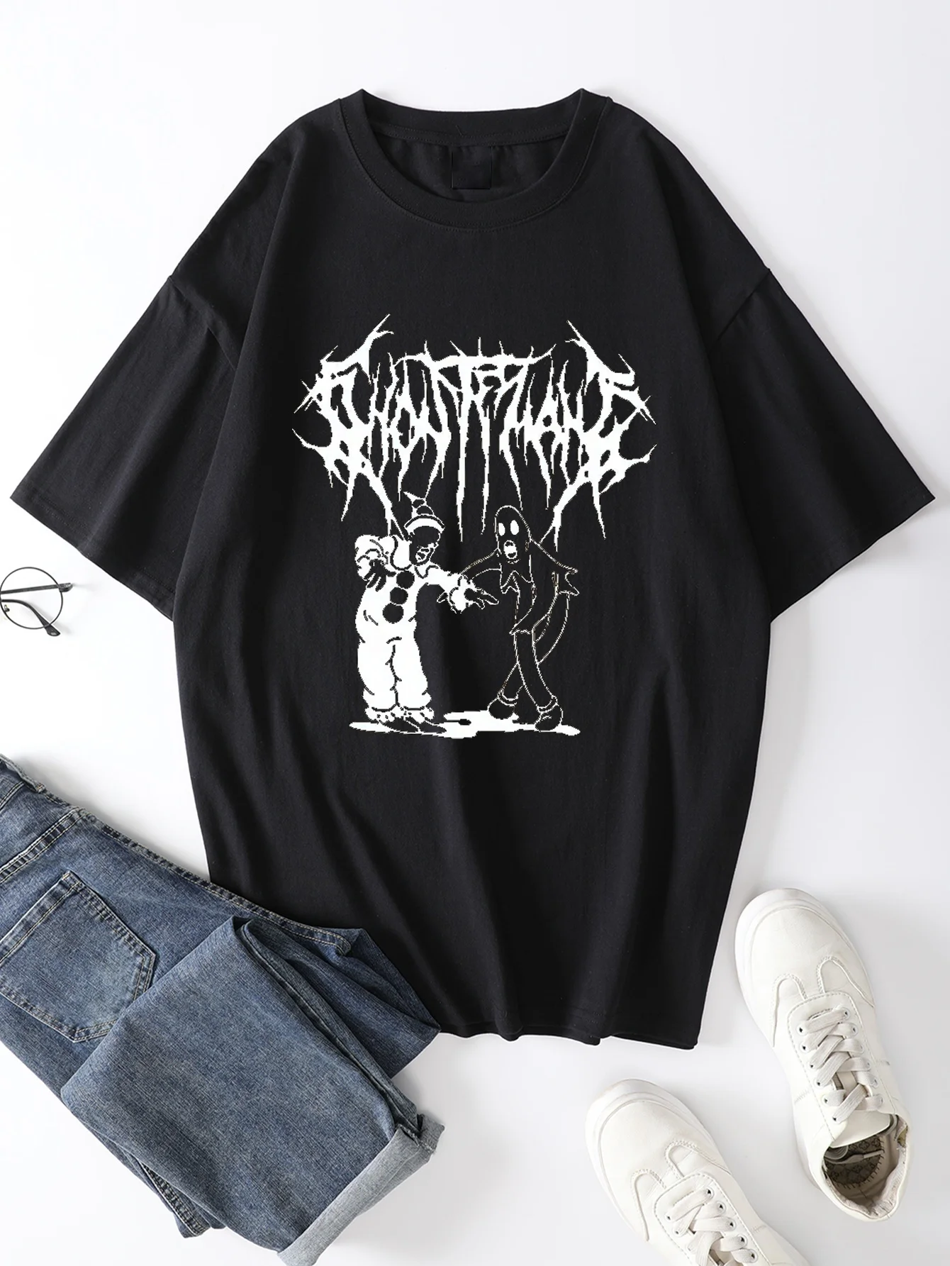 T-Shirt mit Geister- und Clown-Aufdruck, T-Shirts für Herren, lässiges Kurzarm-T-Shirt für den Sommer