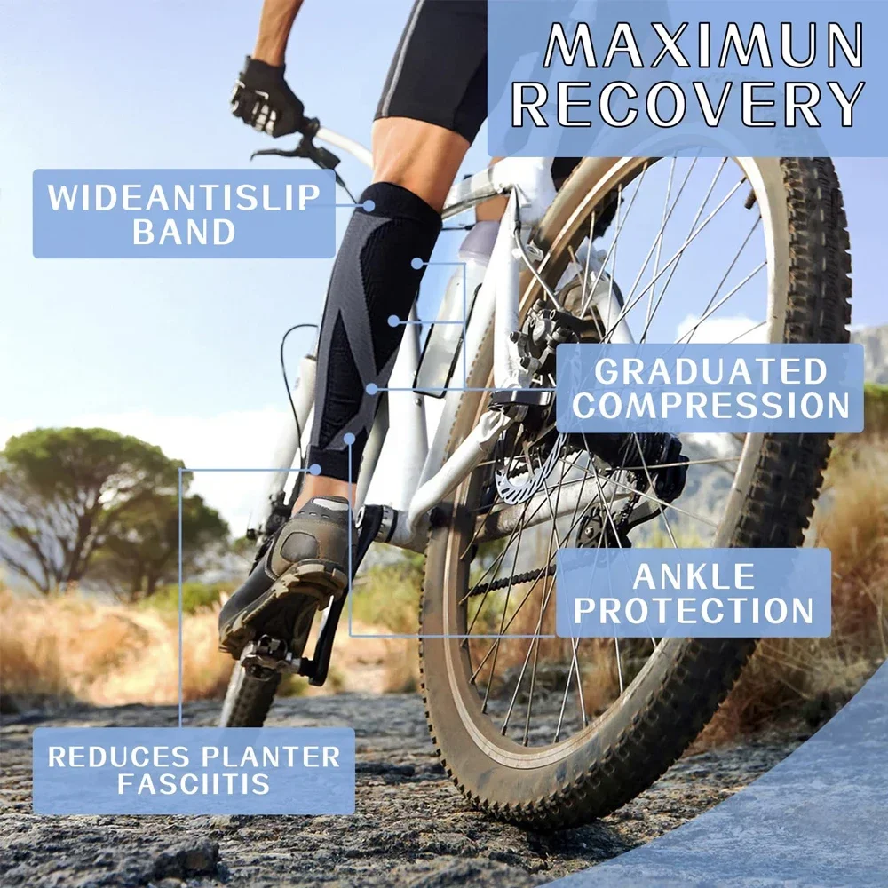1Pair Calf Compression Sleeves for Men & Women (20-30mmhg)-Leg Compression Sleeve for Running, Cycling, Shin Splints Support