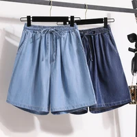 Summer Loose Plus Size Shorts Woman Clothing Casual Wide Leg Bermudas Denim Shorts Women Lace Up Jean Baggy Short Pants Oversize