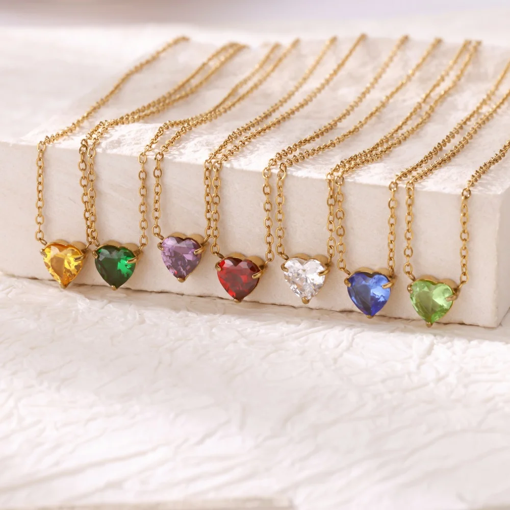 Attract love with a stainless steel necklace, Christmas gem, necklace for women, fashion heart, zircon crystal, charm, collarbone...