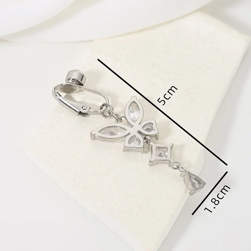 Clip On Belly Button Ring Butterfly Shape Copper Zircon Fake Belly Piercing Umbilical Navel Body Jewelry Trendy Fashion Style