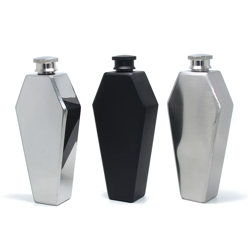 Description Picture 6 of item3.5oz Mini Hip Flask 100ML Personalized Coffin Shape New Stainless Steel Portable Flagon Travel Wine Pot Bar Gift Supplies