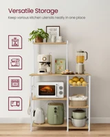 VASAGLE Baker's Rack, Microwave Stand, Kitchen Storage Rack with Wire Basket, 6 Hooks, and Shelves, for Spices, Pots 2